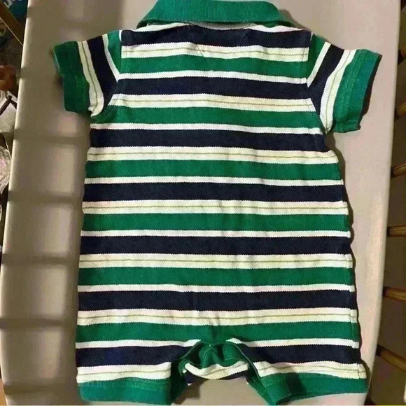 Baby boy Tommy Hilfiger polo jumpsuit. Size 3 to 6 months striped romper. - Picture 1 of 3